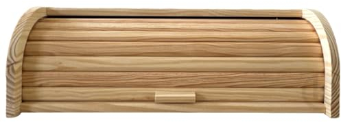 KROWN - Panera de Madera Natural con Tapa Enrollable 48 x 27 x 18,5 cm. Recipiente para Almacenar el Pan