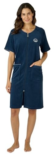Damart Femme Robe Détente | Maille éponge, Coton, Court, Col Rond, Manches courtes, Vêtement de Nuit