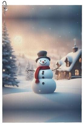 SSIMOO Serviette de golf à usage général, motif bonhomme de neige, accessoire de golf personnalisé pour homme, absorbant et polyvalent