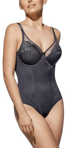Generico Body modellante affascinante modellatore in Pizzo con Ferretto Senza Imbottitura pratico e avvolgente piacevole (NERO, 7C)