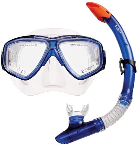 DYNAMICNORD - Schnorchelset - Designed in Germany – Professionelles 2er Set Tauchset für Erwachsene (Zweiglas Taucherbrille, Tauchmaske, Dry Schnorchel & Tasche) mit Sicherheitsglas