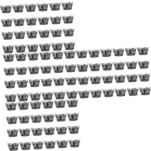 Cabilock 96 Piezas vaso de papel hueco tazas para hornear adorno de magdalenas decoración de halloween decoración cupcakes halloween envoltorio de cupcakes para halloween envoltorio hueco