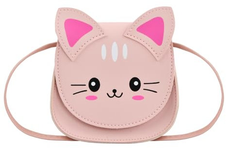 Anseom Sac a Main Fille, Sac à Bandoulière de Corps de Croix de Chat Sac à Bandoulière pour Filles Petit Mignon Bandoulière pour Petites Filles (Rose)