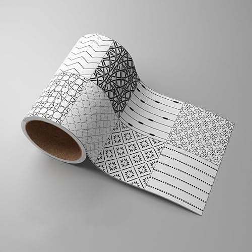 Dostear Bordi Greche Pannelli Adesivi Bordo Adesivo per Pareti Striscia Adesiva Muro Decorativa Greca Adesiva per Parete Linee Bianche 10cm X 500cm