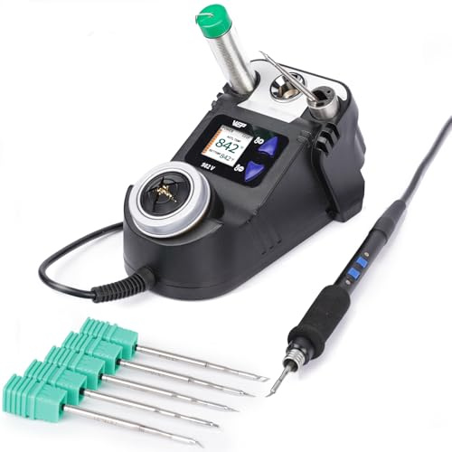 WEP 982-V Micro Soldering kit with 5 C210 Soldering Iron Tips, Temperature Control, Sleep Mode, Auto Shutdown and LCD Display