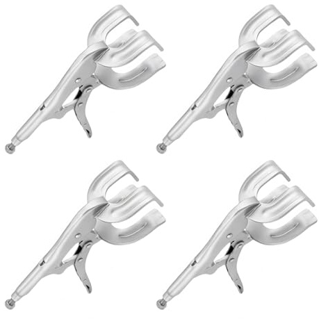 4Pcs Locking Sheet Metal Clamp, 9 Inch Duck Bill Bending Pliers, Duckbill Welding Clamps Vice Grips, Heavy Duty Sheet Vise Grip Tool, Nickle Plated Clamps, Adjustable Opening, Easy Removal