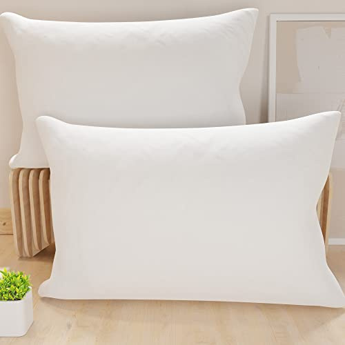 PETTI Artigiani Italiani – 2er-Set Kissenbezüge 50x30 cm aus Mikrofaser, Zierkissenbezüge für Schlafzimmer & Sofa, Uni Weiß, 100 % Made in Italy