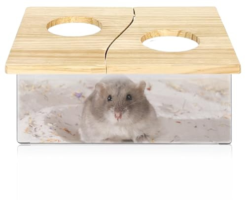 Bac de bain pour hamster pour animaux domestiques, toilettes pour hamster, bain de sable en fleurs, rat en fleurs, bac de bain, en acrylique transparent, avec sable amovible, pour souris (couverture