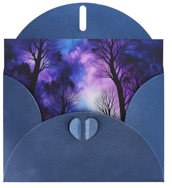Carte de vœux avec enveloppe, motif ciel étoilé, carte d'anniversaire, carte de Noël, carte d'invitation, 3 couleurs