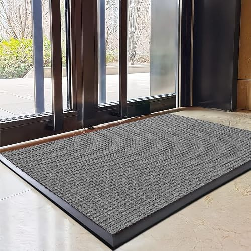 Kommersiell lågprofil entrématta 60 x 120 cm – kraftig inomhus/utomhus dörrskrapa för hem skolor kaféer och företag – ljusgrå golvmatta för områden med hög trafik