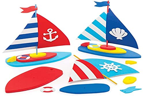 Baker Ross Bastelsets „Segelboot“ (3 Stück) – Modellboot-Bastelsets für Kinder zum Basteln von Spielzeugbooten, Mittel