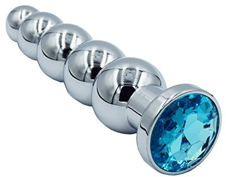 Metall Analplug Edelstahl Anal Butt Plug Analplug Hook Sex Spielzeug mit 5 Anal Kugeln Analkugeln Sexspielzeug Analdildo für Frauen, Paare, Männer, Anfänger (Hellblau)