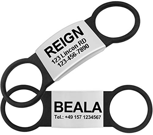 TagME 2er Pack Hundemarke/Hundemarke mit Gravur für Hunde für Kleine und Mittelgroße Hunderassen, Personalisierbar, Schwarz, XL