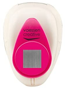 Vaessen Creative Motivstanzer Quadrat - 1.1 x 1.1 cm - Stanzer für Bastelpapier, Tonpapier, Scrapbookpapier oder Decoupagepapier, Weiß/Rosa
