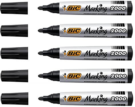 BIC Marking 2000 Permanent Marker Pens Large Black Pack of 5