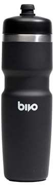 Bivo Trio 21oz Insulated Stainless Steel Bike Water Bottle - for Cycling - Fits Most Cages, Dishwasher Safe - Keeps Drinks Cold 12+ Hours - Black