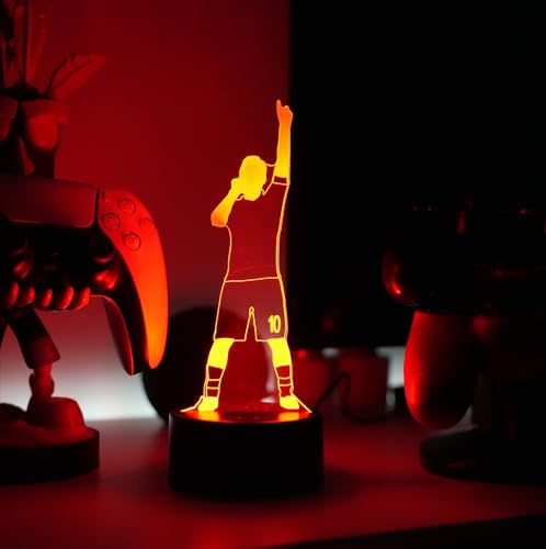 Shop and Solve FootballLED - Luce 3D dream luce notturna - lampada USB e batteria con telecomando, 7 colori e 5 modalità idea regalo per tifosi, per bambini e adulti tifosi (Totti)