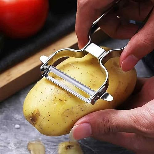 CHEFZOCO Pelador de Patatas, Verduras, Frutas, Manzanas, Zanahorias, Pelador de Acero Inoxidable, Utensilios de Cocina, 15 cm, acero inox