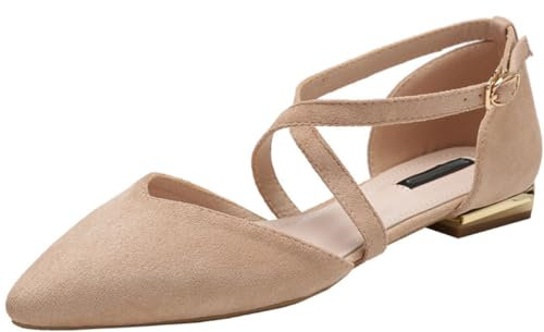 ticticlily Scarpe con Cinturino Ballerina da Donna Punta Chiusa Tacco Basso da Donna A Rosa 34 EU