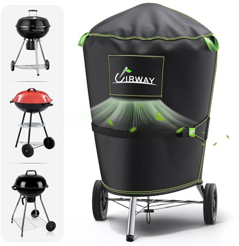Housse de Barbecue UIRWAY, Housse de Barbecue étanche φ77*90 cm, avec Trous d'aération et Bandes réfléchissantes, Anti-poussière et résistante aux UV, adaptée au Barbecue Weber