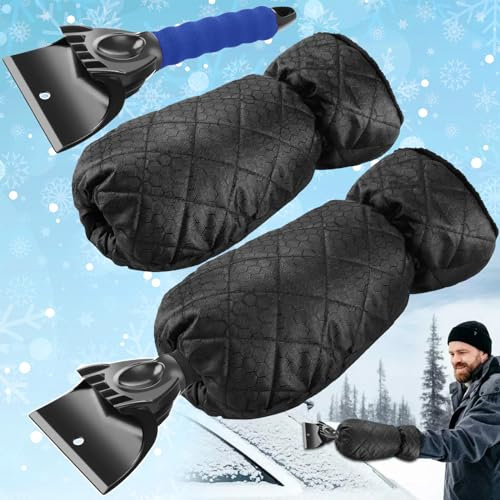 ZQEJEFD 2 Pièces Grattoir Glace Voiture avec Gant, Grattoir à Glace avec Gant, Grattoir Pare Brise Voiture avec Gant pour Hiver Outil de Pelle à Neig pour Fenêtre de Voiture et Pare-Brise