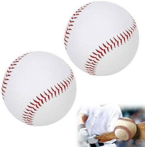 TMRBBesty Baseball Ball - 2 Stück Baseball Handgenäht - PVC, 9 Inch Hart Holzkern Basebälle für Erwachsene Jugendtraining Professionelle Baseballspiele