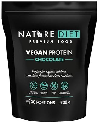 Nature Diet Vegan Protein Chocolate | 900 g | High Protein | 21 g Protein per Serving | 30 Servings | Pea & Hemp Blend | Clean, Plant-Based, Lactose-Free & Gluten-Free Formula