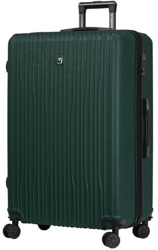 NEVERA® Extra Large 4 Wheels Spinner ABS Hard Shell Luggage Suitcase Travel Bag Built-in TSA Lock (Dark Green, X Large 32)