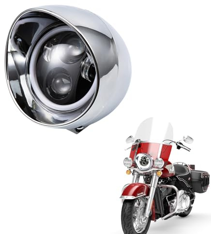 evomosa Faro delantero para motocicleta 7'' Faro retro universal para Cruiser Cafe Racer CA250 Steed400 Steed600 Magna250 (Plata)