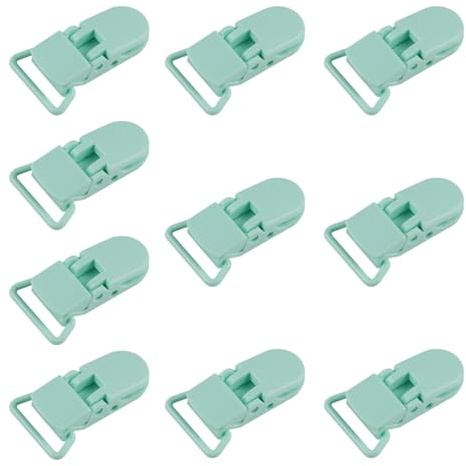 Confezione da 10 clip di ricambio per ciuccio, in plastica, senza BPA, per fai da te, per lavori fai da te, bavaglini e coperte, cinghie da cucito (1,9 cm, verde chiaro)