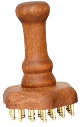 KiBcsLic Peine de cobre para masaje de cabeza, herramienta de masaje de madera de 30 dientes para vientre, cuello, espalda, piernas, cuero cabelludo, cuerpo,
