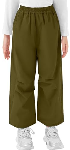 Gogokids Boys Girls Hiking Pants Waterproof Quick Dry Cargo Pants Casual Athletic Pants Lightweight Outdoor Camping, Army Green, 11-12 Years