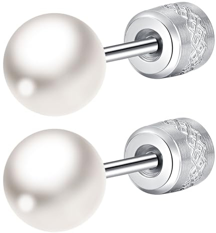 Mochity Boucles d'oreilles en perles pour femmes, 3/4/5/6/7/8mm Perles Boucles d'oreilles en Acier Inoxydable 316L, Helix Piercing Hypoallergénique