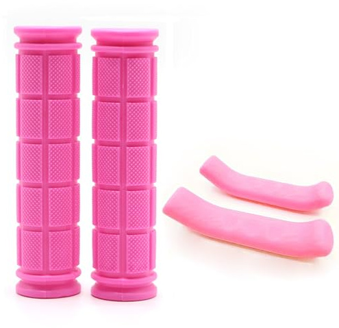 Bicycle Handlebar Grips, Kids Bike Grips Cover Non-Slip Rubber Mushroom Handle Bar Grips for Bicycles, Durable Cycling Brake Parts for MTB BMX Road Scooter Cruiser (Pink)