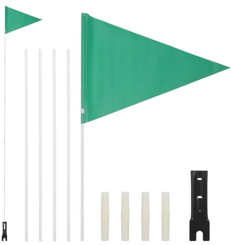 Beaupretty Adjustable 190cm Green-Colored Bicycle Safety Flag with Pole High Visibility Reflective Handlebar Pennant for Cycling Safety Waterproof
