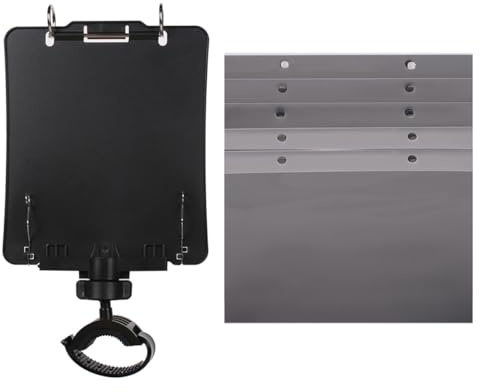 Huba Soporte de clip de música ajustable para trompeta pequeña hoja de plástico negro para instrumentos de viento de metal 25-45 mm de diámetro Soporte de música portátil
