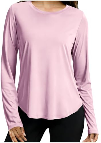 T-Shirt Anti UV Femme Eté Chemise de Plage Protection Solaire Tee Shirt de Sport UPF 50+ Léger Respirant Fonctionnel Séchage Rapide Chemises de Course Col Rond Manches Longues Protection UV