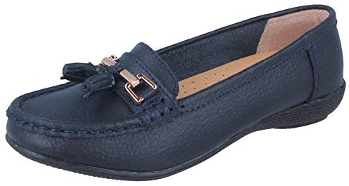 Jo & Joe Women Leather Flat Loafer Ladies Casual Comfy Slider Low Wedge Heel Work Shoes