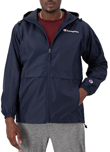 Champion Giacca da uomo, giacca da stadio, giacca resistente al vento, giacca resistente all'acqua per gli uomini, Navy Small Script, X-Large