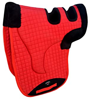 Challeger 72153RD Sattelunterlage mit Pferdemotiv, gesteppt, mit Fleece-Futter, Rot