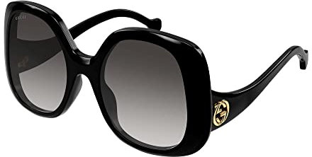 GUCCI Womens GG1235S Sunglasses, Black-Black-Grey, 55