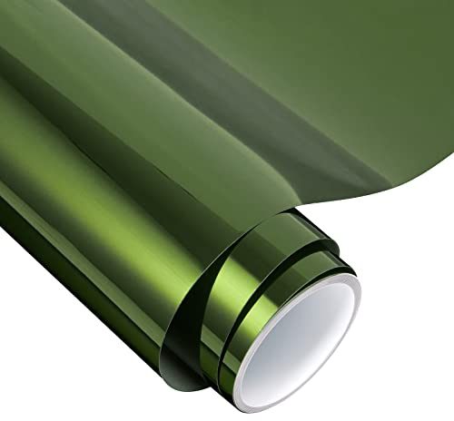 VINYL FROG Metallic Chrome Permanent Vinyl Glossy Permanent Adhesive Vinyl Roll 12''x5ft Olive Green Craft Vinyl for Home Decor, Logo, Banners, Window Graphics