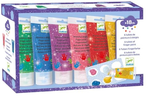 Djeco Farben - Glitzer | 6 Stück | Fingerfarben #DJ09017