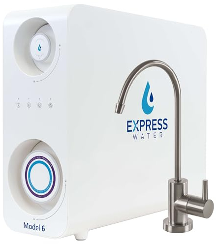 Express Water 600 GPD Tankless Reverse Osmosis System - 2:1 Pure to Drain Reverse Osmosis Water Filter System, Easy Install, Quick Twist Filters RO Water System - RO System Under Sink, Brushed Nickel
