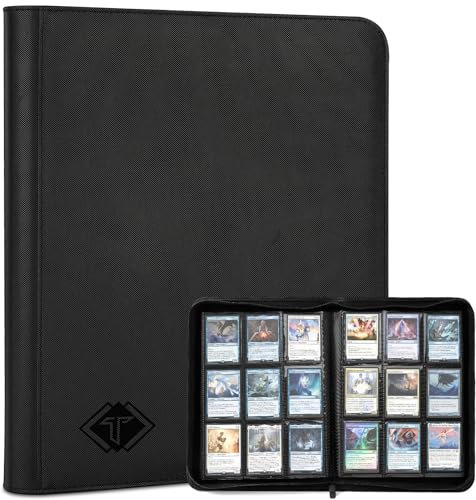 TiopLior Zip MTG Card Binder with 432 Side Loading Pocket - fits TCG Baseball Football Sports Cards - Easy to Insert Collection Binder - Black