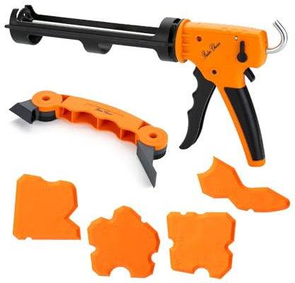 Bates- Caulking Gun Kit, 10:1 Thrust Ratio, 3 in 1 Caulk Gun No Drip, Caulking Tool Gun, Hand Caulking Guns, Silicone Gun, Caulking Gun Tool, No Drip Caulk Gun