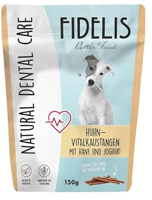 Fidelis - Bâton à mâcher Vital au Poulet avec Chanvre et Yaourt - Nourriture Dentaire Fonctionnelle pour Chien 150 g - Séché à l'air à partir de matières premières 100% Naturelles - Friandises pour