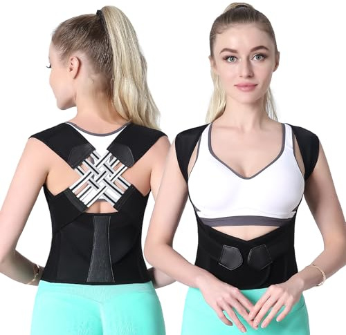 NormXinRui Cintura regolabile per la postura della schiena, correttore posturale per donne e uomini, allevia il dolore al collo e alle spalle (Nero, XL)