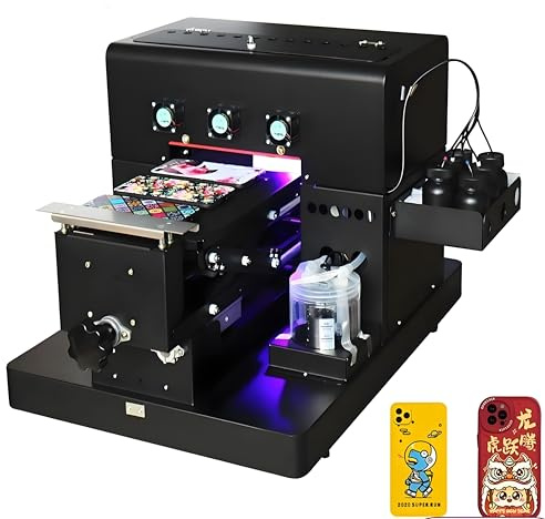 PEIXU UV Stampante Multifunzione A4 a Getto D'inchiostro 16,5x30CM - Semiautomatico Flatbed per PVC, Metallo, Legno - Colori Inkjet, Nero, USB 2.0