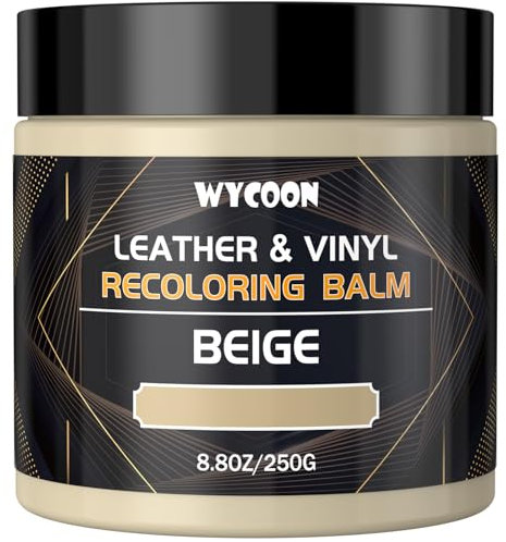 WYCOON Kit Riparazione Pelle Beige - Tintura Liquida, Vernice e Crema Colorante per Divani, Mobili, Sedili Auto, Scarpe, Giacca| Ripristina Pelle Graffiata e Sbiadita